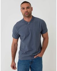 Threadbare - Textured Cotton Quarter Zip Polo Shirt - Lyst