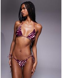 Candypants - Zebra Print Tie-side Bikini Bottom - Lyst