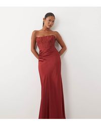 Forever New - Lace Corset Drape Detail Satin Maxi Dress - Lyst