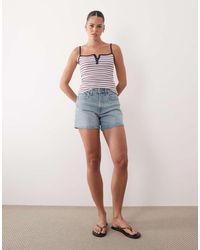 Abercrombie & Fitch - Curve Love High Rise Denim Short With Clean Hem - Lyst