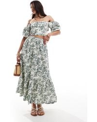 Abercrombie & Fitch - – gestufter maxirock aus leinenmix mit em blumenmuster, kombiteil - Lyst