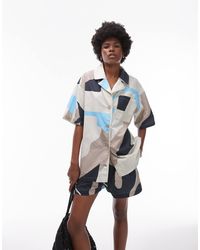 TOPSHOP - Overhemd Met Korte Mouwen En Abstracte Print - Lyst