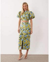 Sister Jane - Dream Seagrass Jacquard Mid Rise Midi Skirt Co-Ord - Lyst