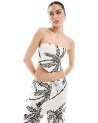 4th & Reckless - Linen Blend Bandeau Scarf Tie Back Top Co-ord - Lyst