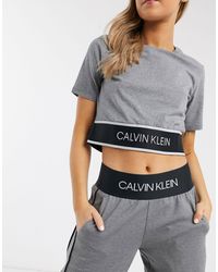 Calvin Klein Top corto a maniche corte grigio mélange medio
