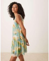 ASOS - Drop Waist Chiffon Mini Dress - Lyst