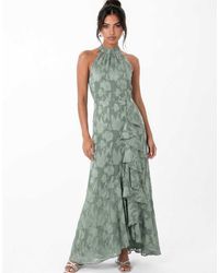 ANAYA - Halter Neck Waterfall Ruffle Maxi Dress - Lyst