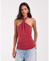 ASOS - Modal Halter Knot Detail Top - Lyst