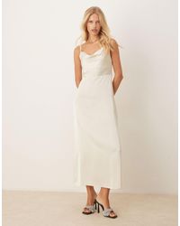 Vila - Satin Cowl Neck Cami Maxi Dress - Lyst