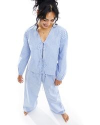 Luna - Oversized Pyjama Top Co-ord With Tie Details - Lyst