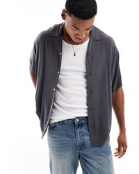 ADPT - Camicia oversize grigia con colletto con rever - Lyst