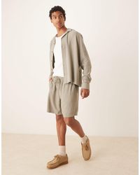 ASOS - baggy Fit Pull On Linen Rich Shorts - Lyst