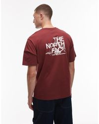 The North Face - Oversized T-Shirt Met Geschetste Bergprint Op De Achterkant - Lyst