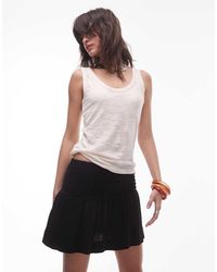 TOPSHOP - High Rise Linen Mini Skirt With Ruched Sides - Lyst