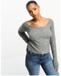 Monki - Knitted Long Sleeve Boat Neck Top - Lyst