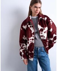 TOPSHOP - Faux Fur Cow Print Bomber Jacket - Lyst
