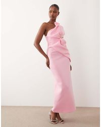 ASOS - Asymmetric One Shoulder Midi Dress With Trim - Lyst