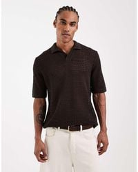 Only & Sons - Open Knit Split Neck Polo - Lyst
