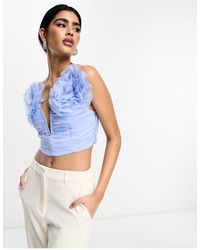 ASOS - Occasion Corset Top With Corsage Shoulder Detail - Lyst