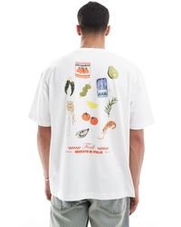 ASOS - Camiseta Blanca Extragrande Con Estampados Gráficos De Dibujos De Alimentos De - Lyst