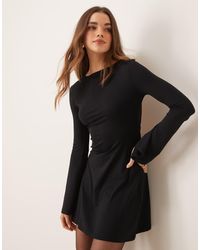 ASOS - Slash Neck Flute Sleeve Mini Dress With Back Detail - Lyst