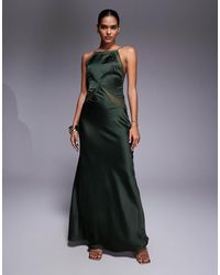 ASOS - Satin Chiffon Mix Square High Neck Maxi Dress - Lyst