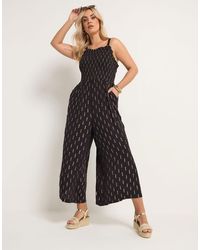 Yours Clothing - Metallic Wide Leg Jumpsuit - Lyst