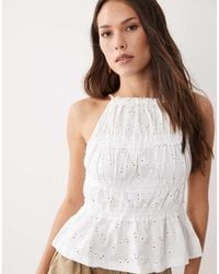 ASOS - Shirred Detail Square Neck Broderie Vest - Lyst