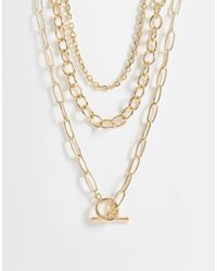 ASOS - Multi-row Necklace With Chunky Chains And T-bar Detail - Lyst