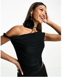 ASOS - Slinky Twisted Off The Shoulder Asymmetric Top - Lyst