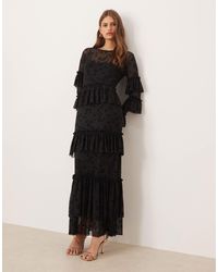 Never Fully Dressed - Star Devore Ruffle Maxi Dress - Lyst