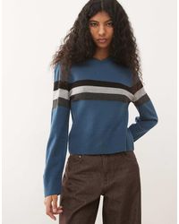 Collusion - Pull en maille à col v - bleu - Lyst