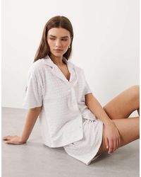 DKNY - Short Sleeve Notch Top And Boxer Shorts Pyjama Set - Lyst