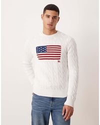 Polo Ralph Lauren - Team Usa Chest Flag Cotton Cable Knitted Jumper - Lyst