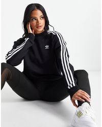 adidas Originals Synthetic Originals Khaki Three Stripe Boyfriend Sweatshirt  in Green | Lyst UK