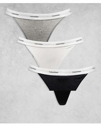 Calvin Klein - Cotton Stretch Rib 3 Pack String Thongs - Lyst