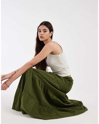 Pieces - Crinkle Cotton Tiered Boho Maxi Skirt - Lyst