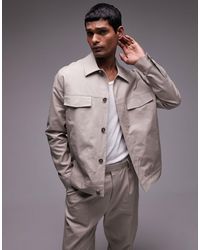 TOPMAN - Smart Harrington Linen Blend Suit Jacket - Lyst