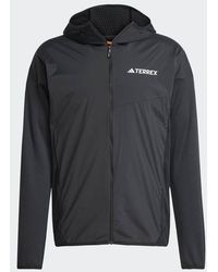 adidas - Chaqueta Cortavientos Negra Ligera Con Capucha De Felpa Terrex Xperior Climawarm+ Wind Light Fleece De - Lyst