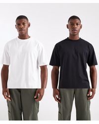 ASOS - Confezione Da 2 T-Shirt Basic Girocollo Vestibilità Comoda Bianche E Nere - Lyst