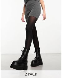 Vero Moda - Pack De 2 Medias Negras De 40 Deniers De - Lyst