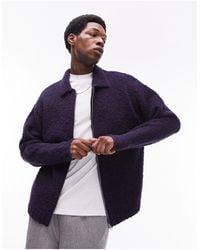 TOPMAN - Knitted Boucle With Alpaca Zip Through Cardigan - Lyst