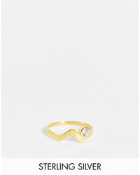 ASOS Sterling Silver With Plate Ring - Metallic