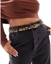 ASOS - Asos design curve - cintura skinny da jeans per vita e fianchi leopardata con finitura boyfriend - Lyst