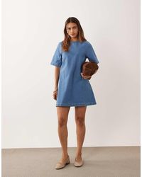 ASOS - Denim T-shirt Mini Dress - Lyst