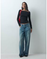 Mango - Square Neck Long Sleeve T-Shirt - Lyst
