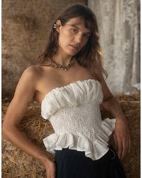 Muse Assembly - Broderie Anglaise Asymmetric Bandeau Top - Lyst