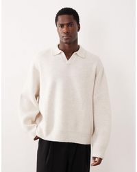 ASOS - Super Oversized Boxy Fit Knitted Fisherman Rib Notch Neck Jumper - Lyst