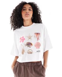 ONLY - Shells Graphic Crop T-Shirt - Lyst