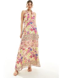 Vero Moda - Robe longue dos-nu à imprimé fleurs varié - Lyst